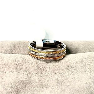 Three Colors Sandblast Ring Band Size 5